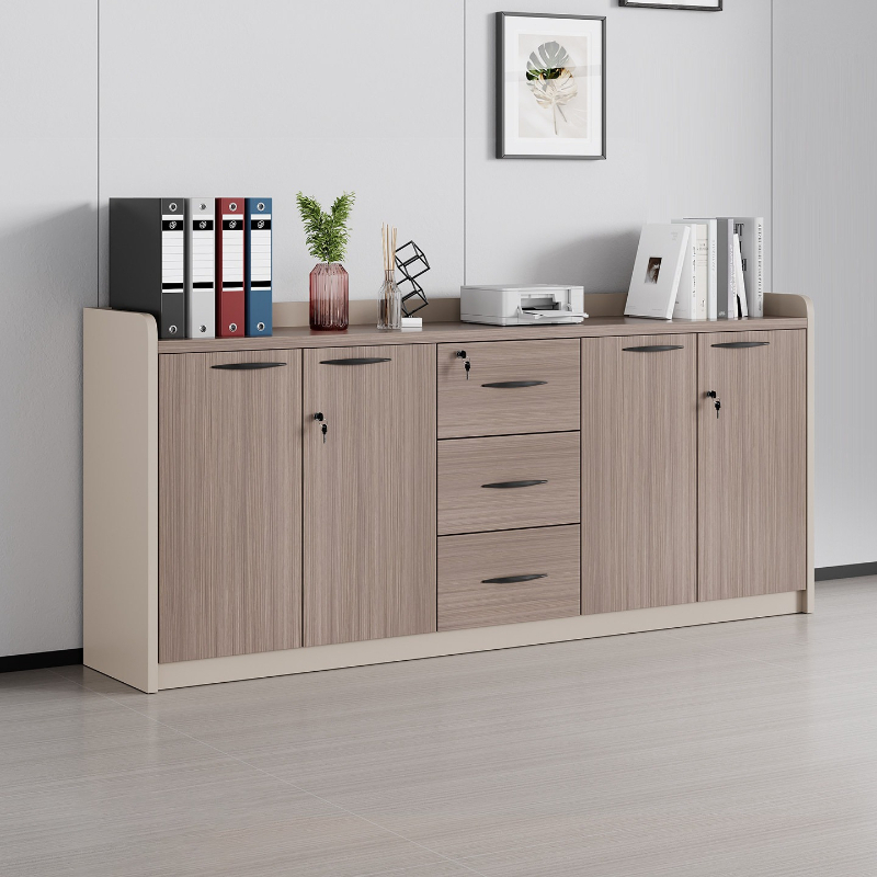 Credenza Office Storage - F*-モダン木製ローオフィス収納キャビネット、業務用オフィス＆家庭用多目的クレデンザ