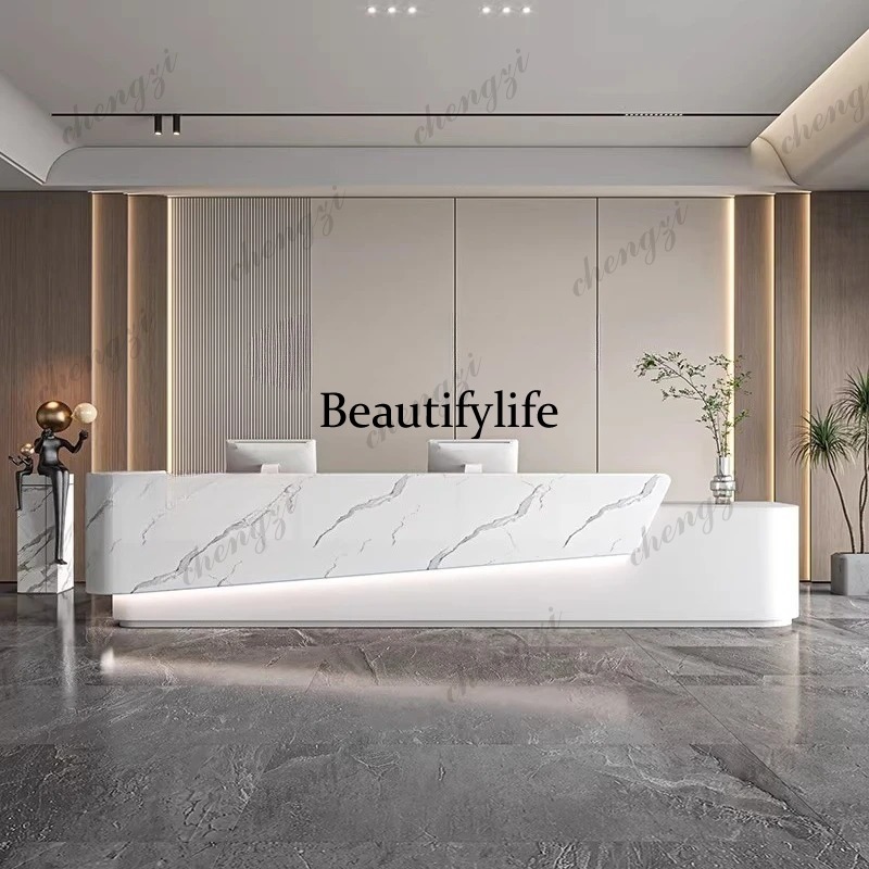 Office Furniture Company - PPP モダンエグゼクティブ受付デスク会社 シンプルでユニークな美的受付デスク ミニマリストデザイン モストラドール トレンディ家具