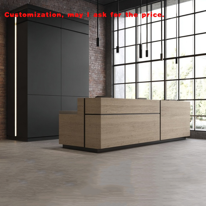 Office Furniture Company - カスタム対応。オフィス家具のカスタマイズが可能。2人用のモダンな木製ホテル会社オフィスフロントカウンター受付カウンター