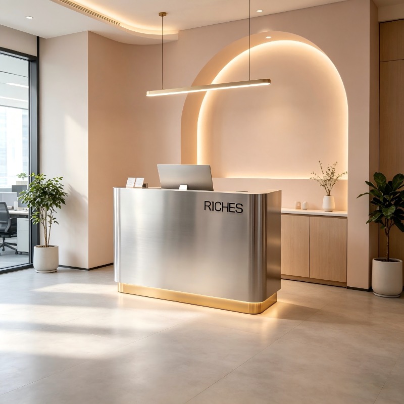 イタリアのステンレス鋼会社の受付デスク、北欧の高級ホテル、理 - Office Furniture Company のレビューと価格