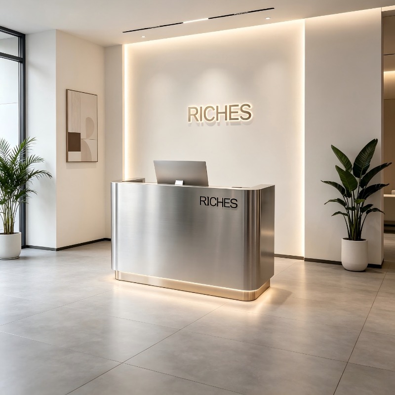 イタリアのステンレス鋼会社の受付デスク、北欧の高級ホテル、理 - Office Furniture Company のレビューと価格