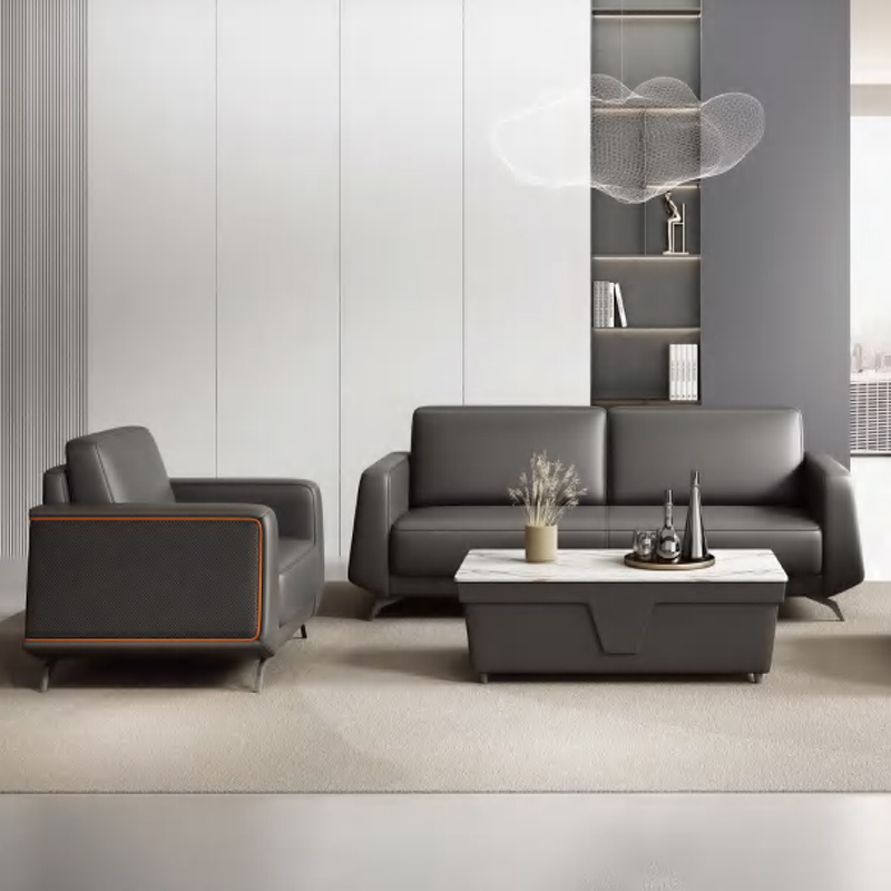 モダンな新型高級レザーオフィスソファセット、ティーテーブル付 - Office Furniture Company のレビューと価格