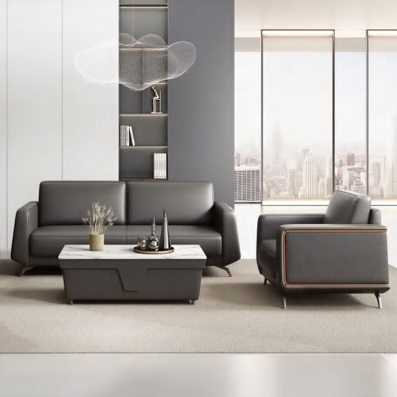 モダンな新型高級レザーオフィスソファセット、ティーテーブル付 - Office Furniture Company のレビューと価格