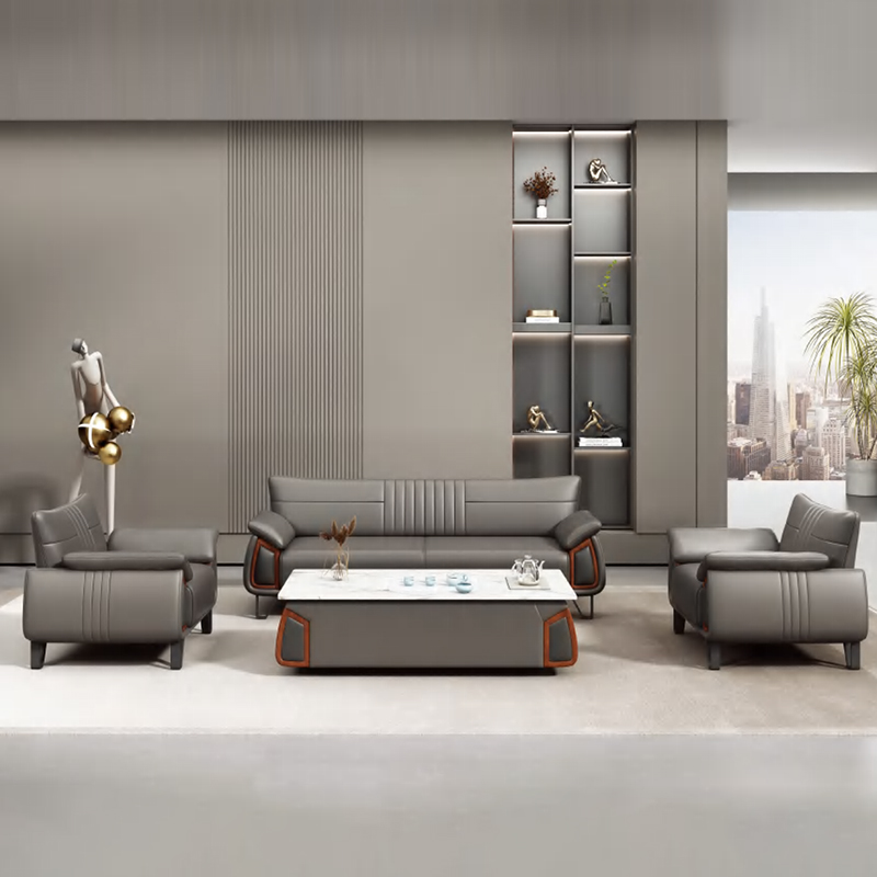 モダンな新型高級レザーオフィスソファセット、ティーテーブル付 - Office Furniture Company のレビューと価格